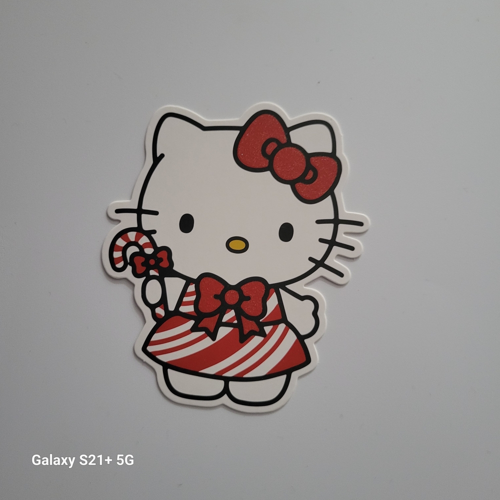 Hello Kitty Red and White Candy Cane Cake Topper